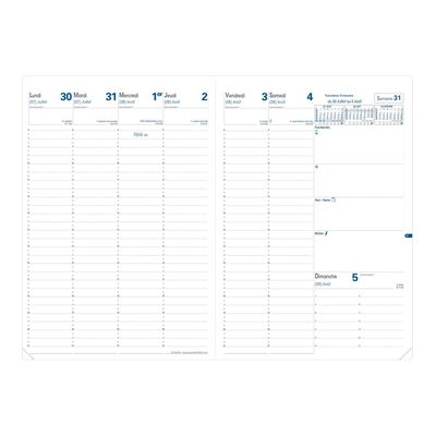 Quo Vadis - Recharge de l'agenda de l'année scolaire - 2024 - 2025 - semainier - maxi - 211 x 297 mm - blanc