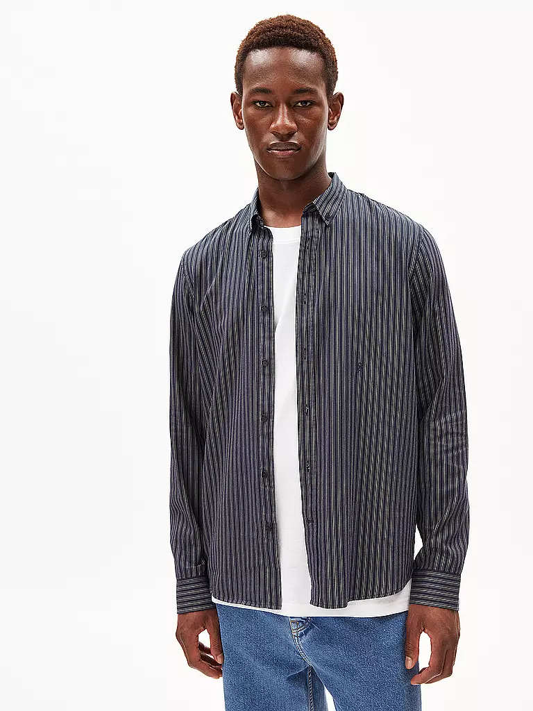 ARMEDANGELS Hemd Casual Fit QUAASA STRIPES dunkelblau