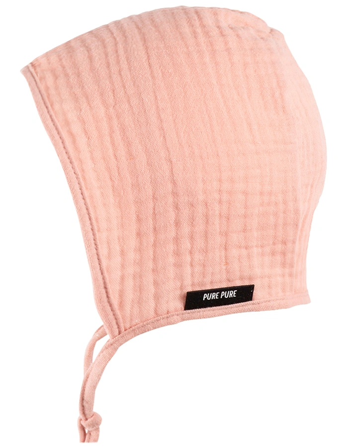 Mull-Häubchen BABY BONNET in dusty apricot