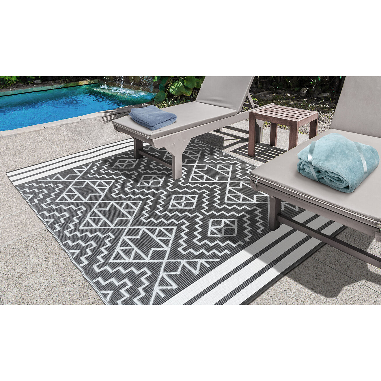 Pratik Garden Tapis d'extérieur inca gris - 120x180 cm