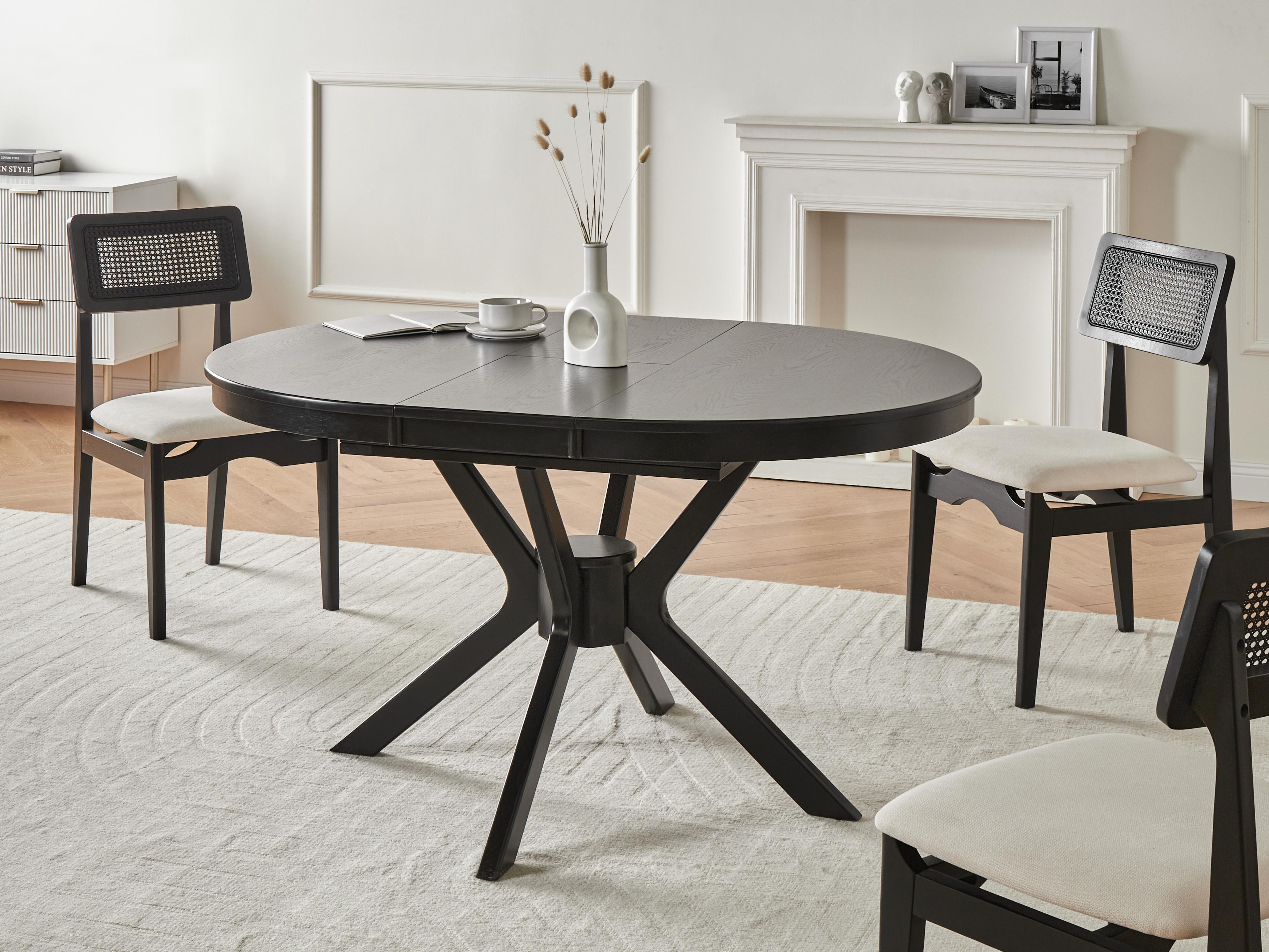 Eettafel uitschuifbaar TYMIS Zwart eikenhout 107 cm 107/137 cm
