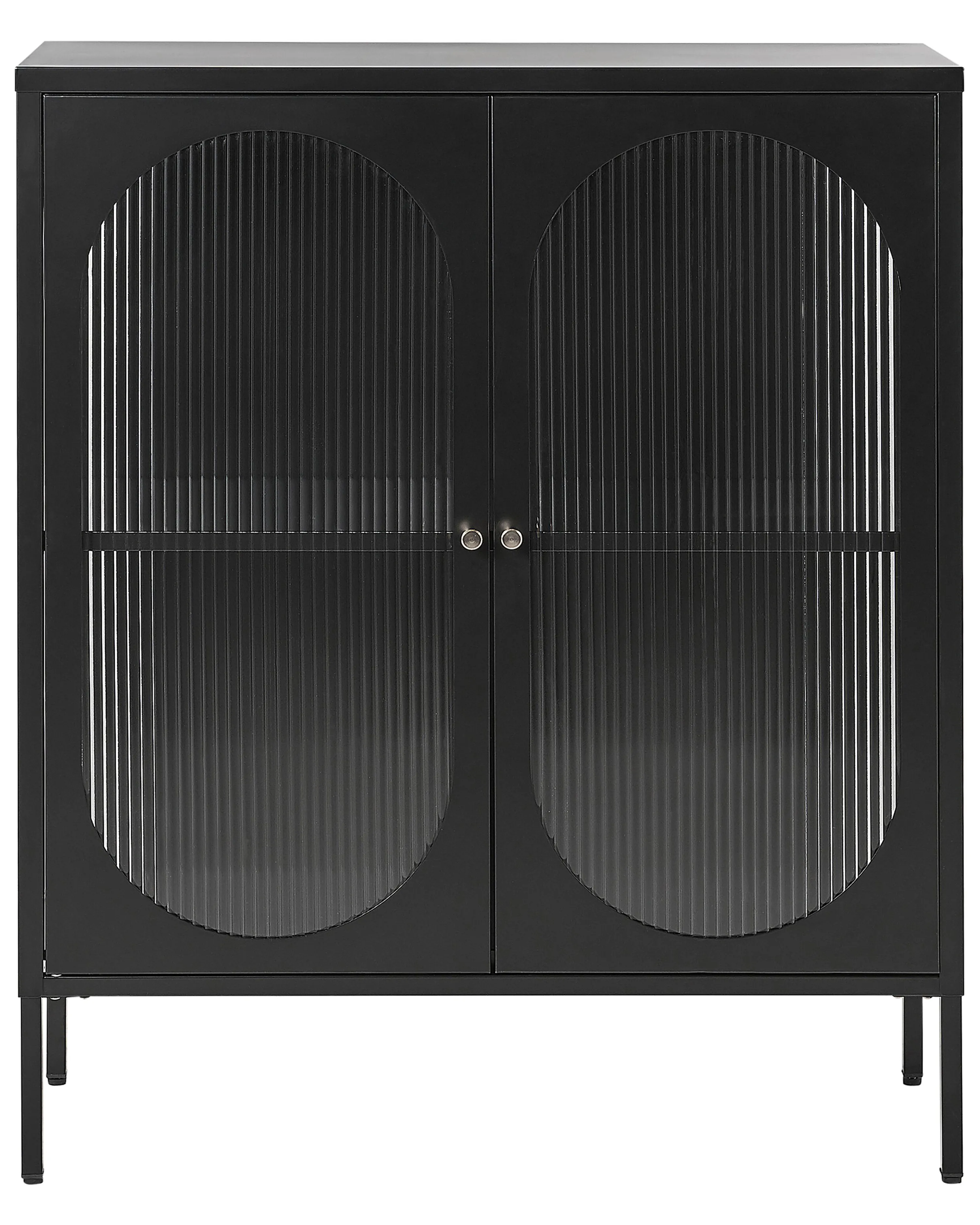 Dressoir met glazen deuren SARRE Metaal 90 cm Zwart