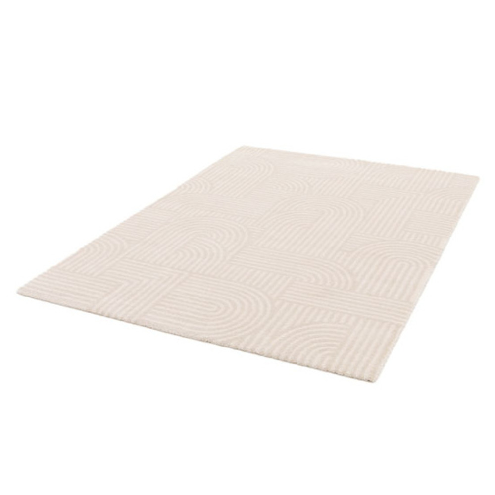 Tapis de salon - small circle line - beige et écru - 80 x 150 cm