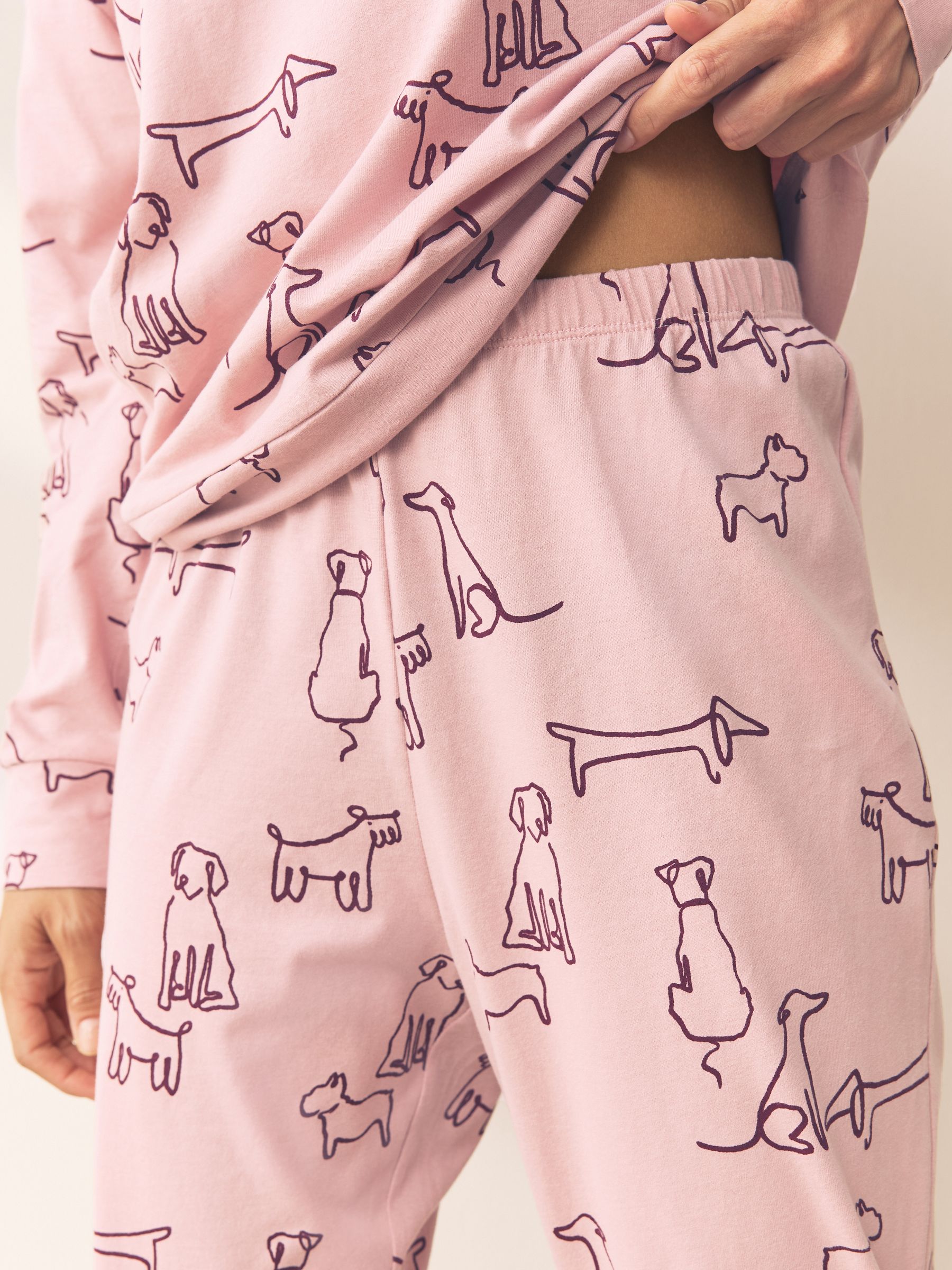 Roze met hondenprint - Pyjama met lange mouwen