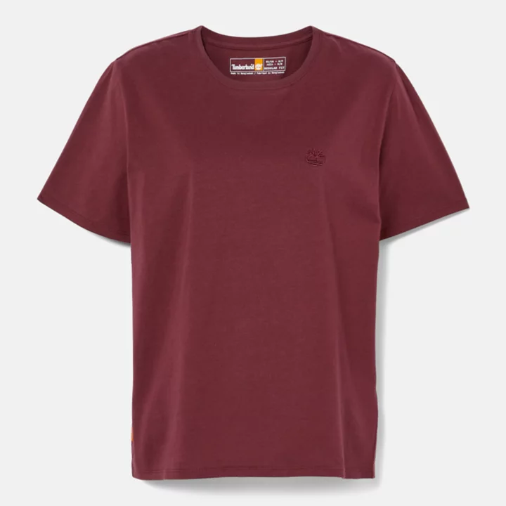 Camiseta feminina Exeter River na cor bordô.