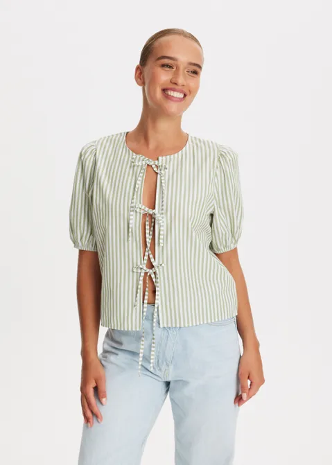 Blouse met strik details groen (GRN.K)