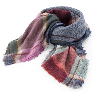 Unisextuch Wolle-Kaschmir N° 687, Blau-Rosa
