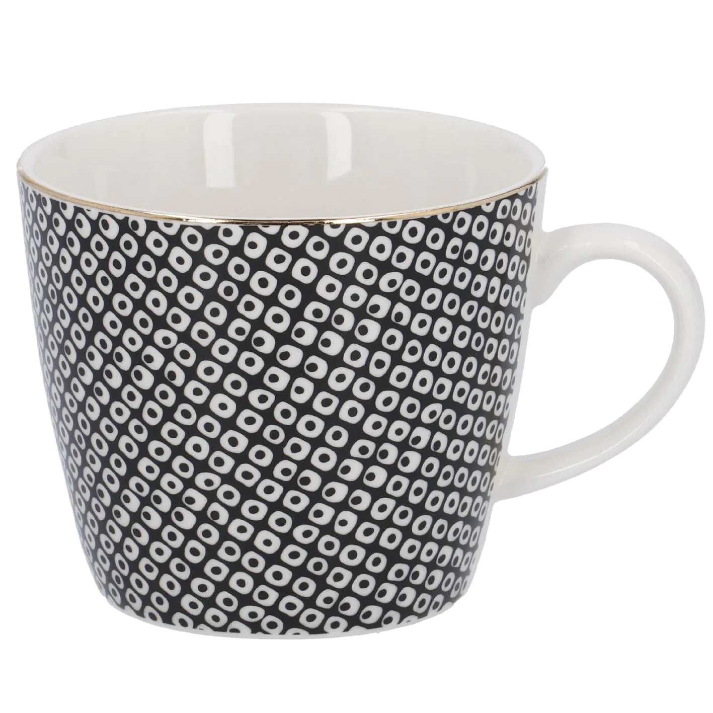Becher China, Perlen, schwarz/weiß, 300 ml