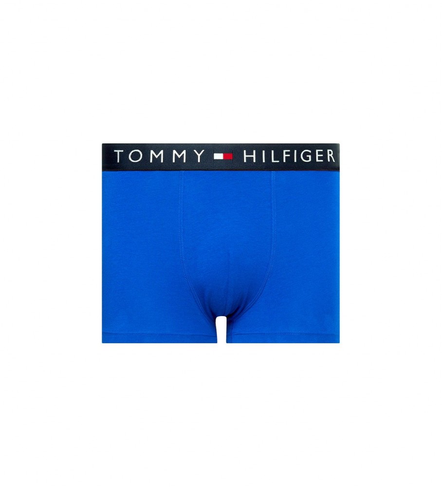 Cuecas boxer Tommy Hilfiger, pacote com 5 unidades, estampa azul marinho.
