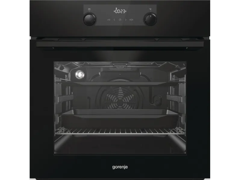 Gorenje Essential BPS6737E07B - Ovn - med dampfunktion - til indbygning - niche - bredde: 56 cm - dybde: 55 cm - højde: 59 cm - med selv-rengøring - Klasse A  - sort