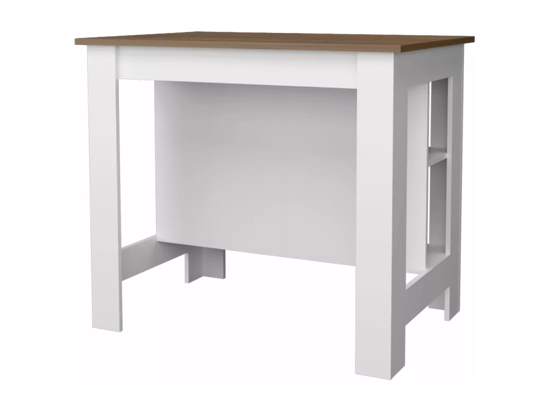 Ilot de cuisine Cala en mélaminé avec 3 étagères , Galles / Blanc , 90 cm X 103 cm X 70 cm