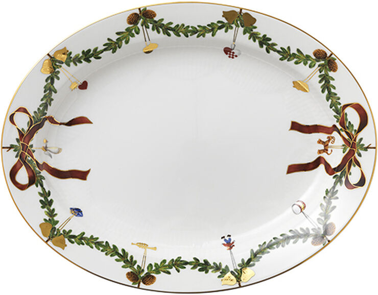 Royal Copenhagen Stjerne Riflet jul 37 cm. fad Hvid