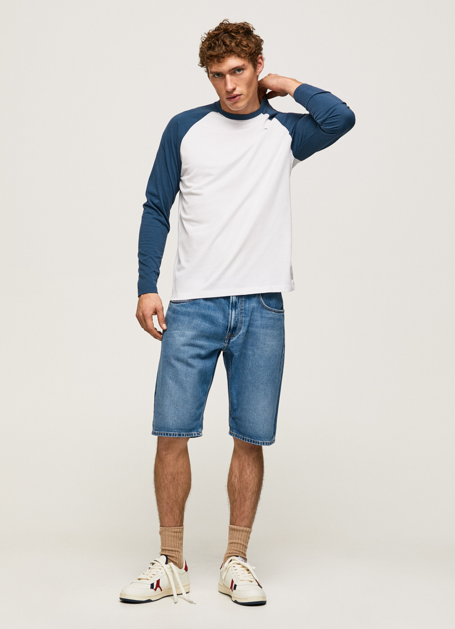 CAMISETA RAGLAN DE MANGA LONGA - azul jarman