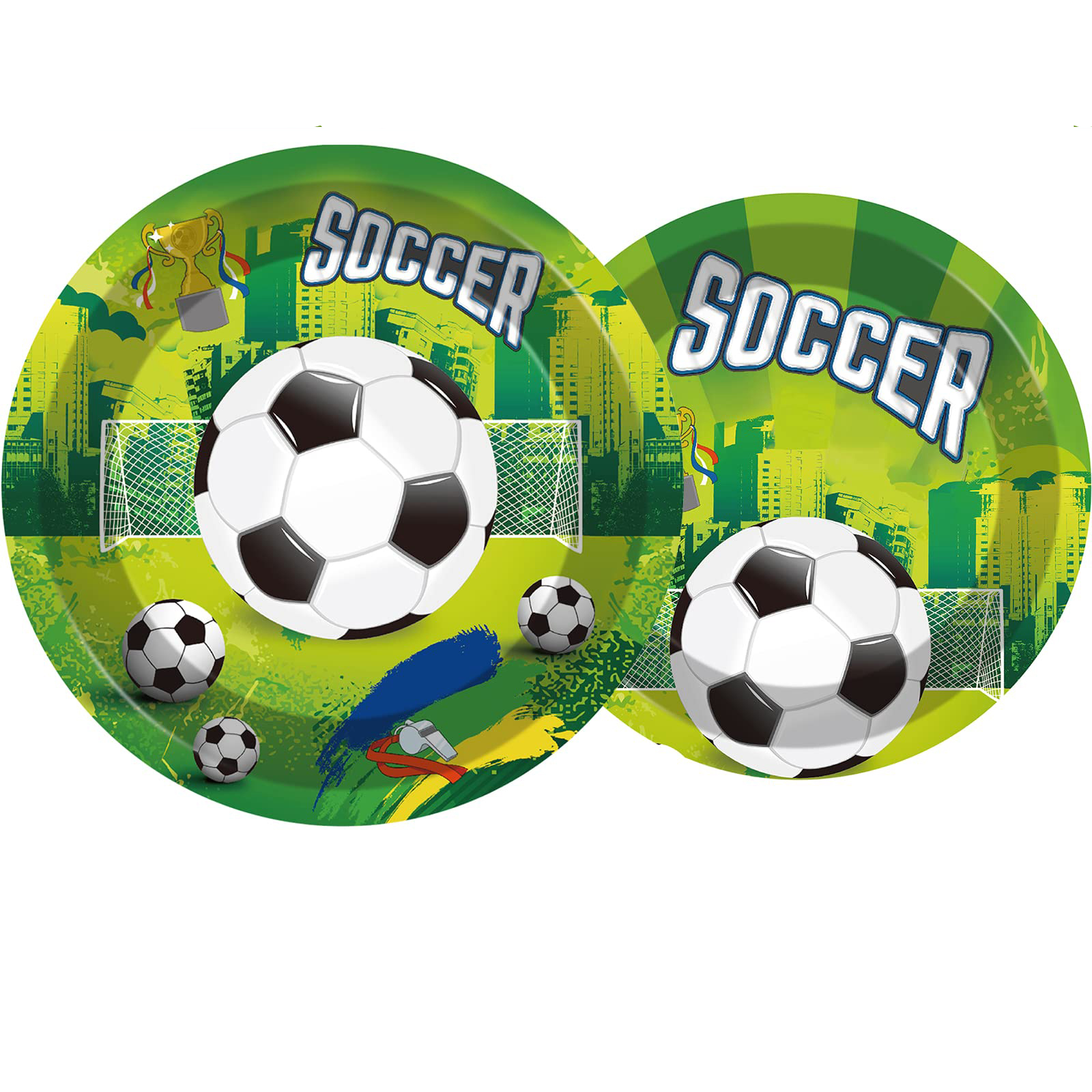 (120-tlg. Set) Einweg Geschirr Fussball Party Tisch Deko inkl. Teller / Servietten / Besteck - Soccer