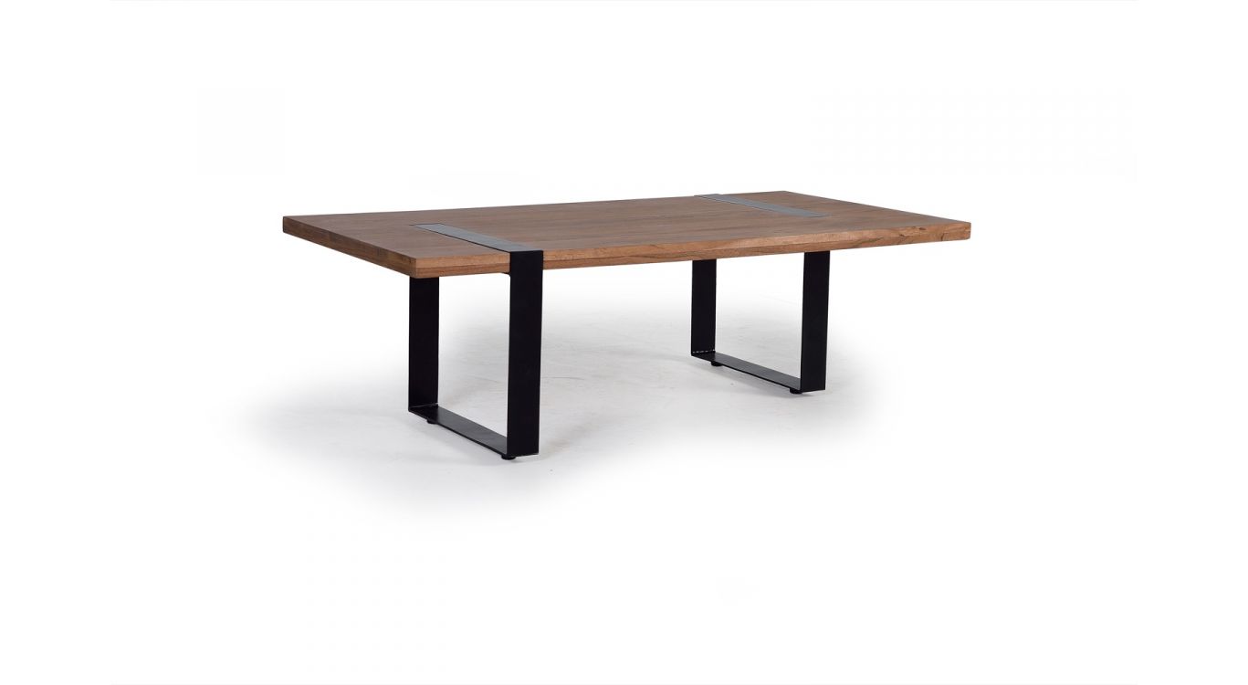 Table basse bois, métal marron 115x60x36cm - bois-métal