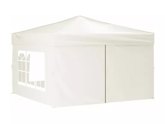 Tente de réception pliable avec parois Crème 3x3 m