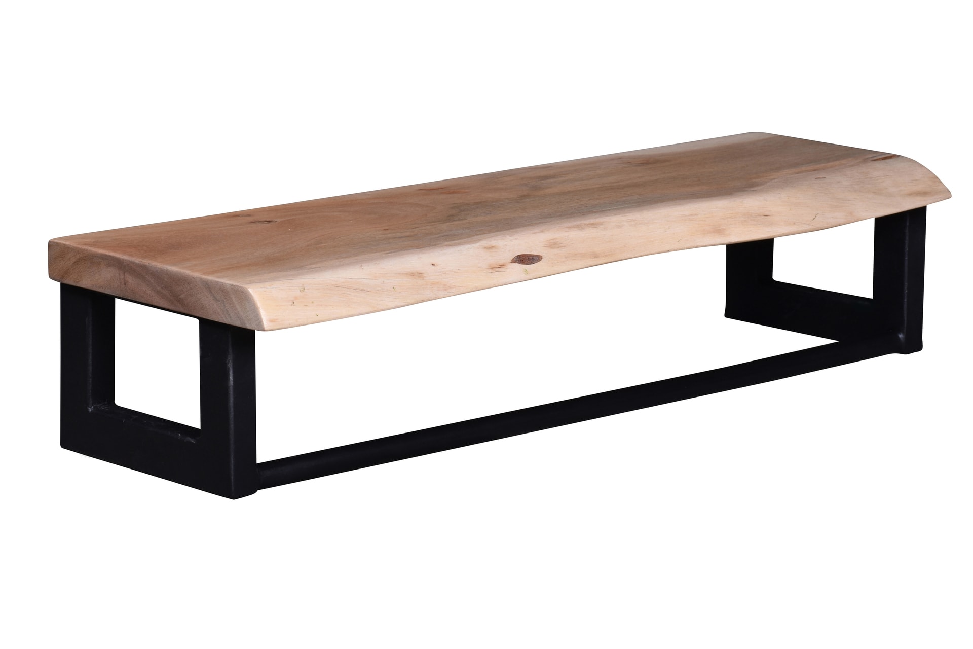 Wandgarderobe/Wandregal 61 x 13 cm Akazie mit Baumkante natur/schwarz
