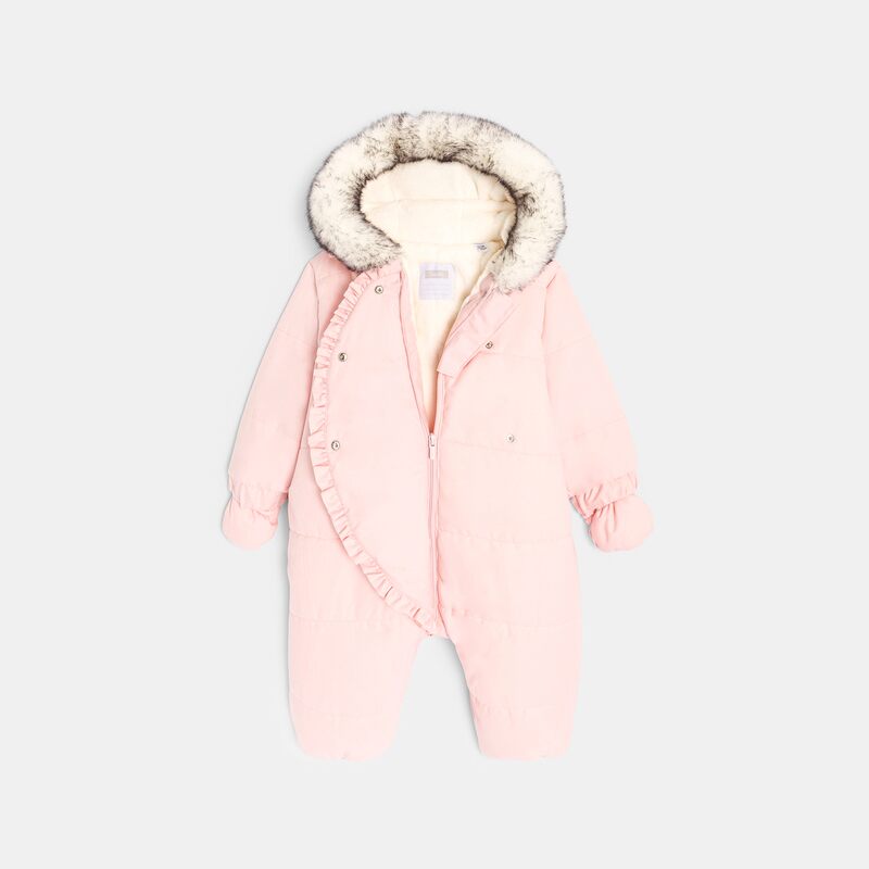 Combipilote doublée avec volants rose naissance