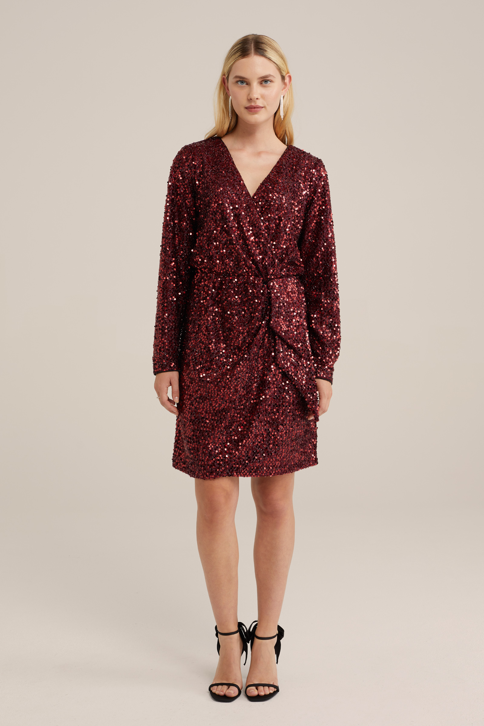 pailletten jurk WE Fashion Donkerrood