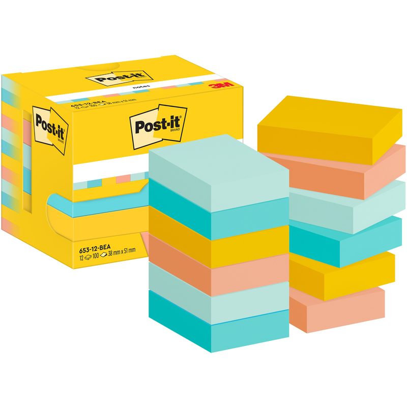 Post-it Haftnotizen Beachside, 51 x 38 mm, 12 x 100 Blatt
