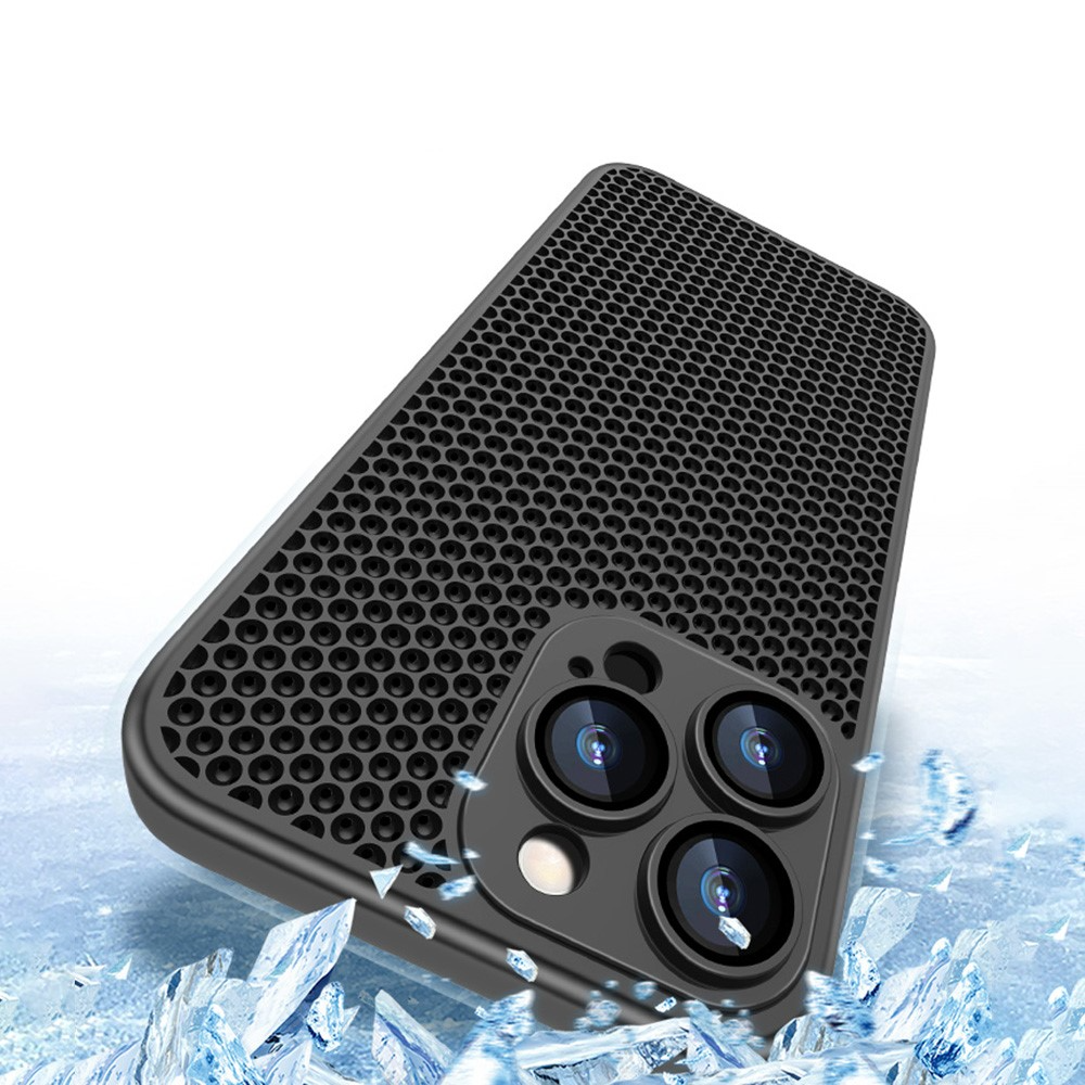 iPhone 14 Pro Max Hybrid Hardcase Hülle im Waben Design mit Kameraschutz - Schwarz