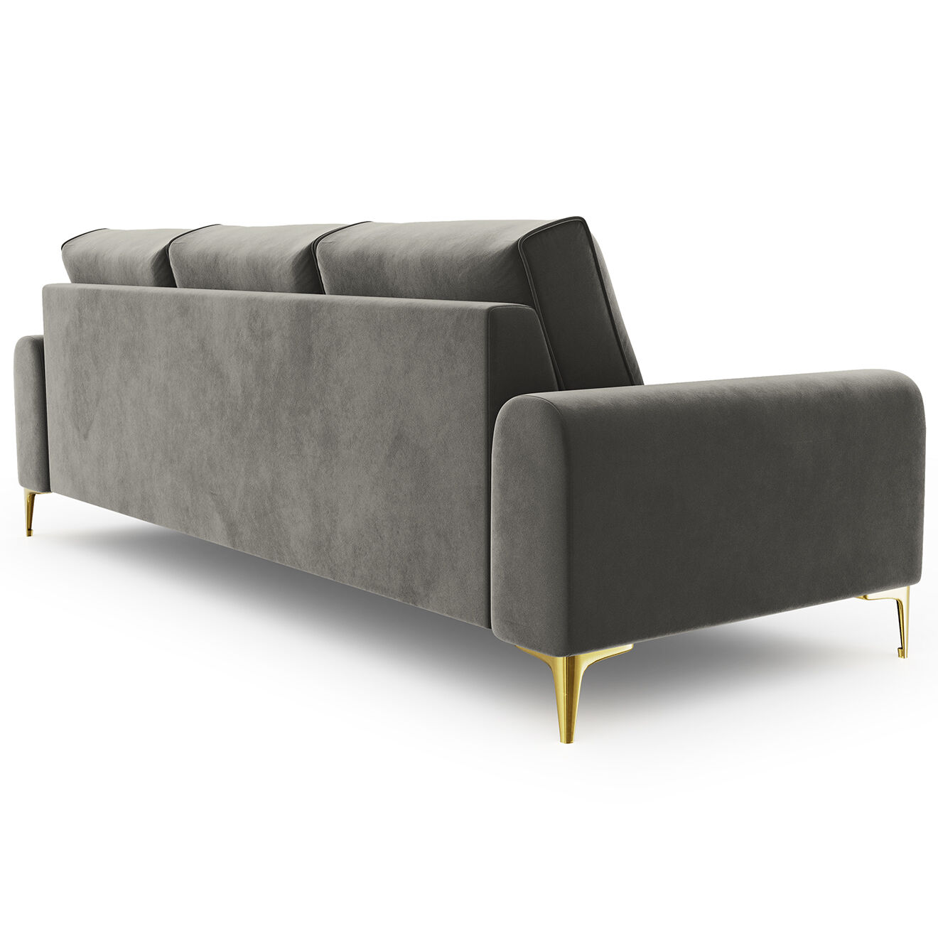 Mazzini Sofas Canapé 3 places velours madara gris - 222x102x90 cm