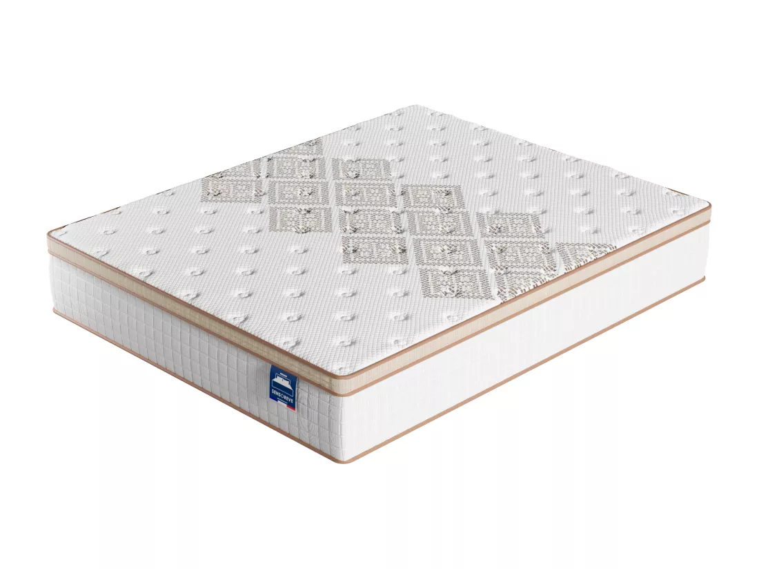 Ensemble Matelas + Lit Avec Tête De Lit 160x200 Cm, Errakis 28cm D’épaisseur Mousse Haute Densité