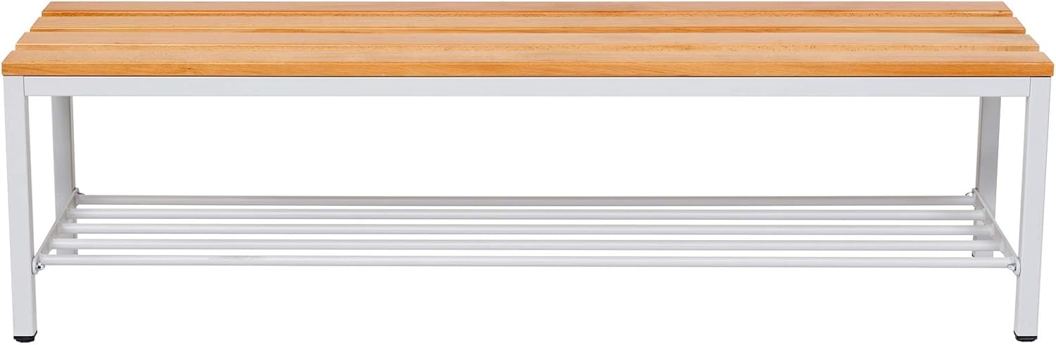 furni24 Bank Umkleidebank, Sitzbank für Umkleideräume mit Schuhrost BxHxT: 100x42x40 cm, Umkleidesitzbank, Umkleidebank, Garderobenbank, Sportbank, Bank mit Echtholz für Fitnessstudio