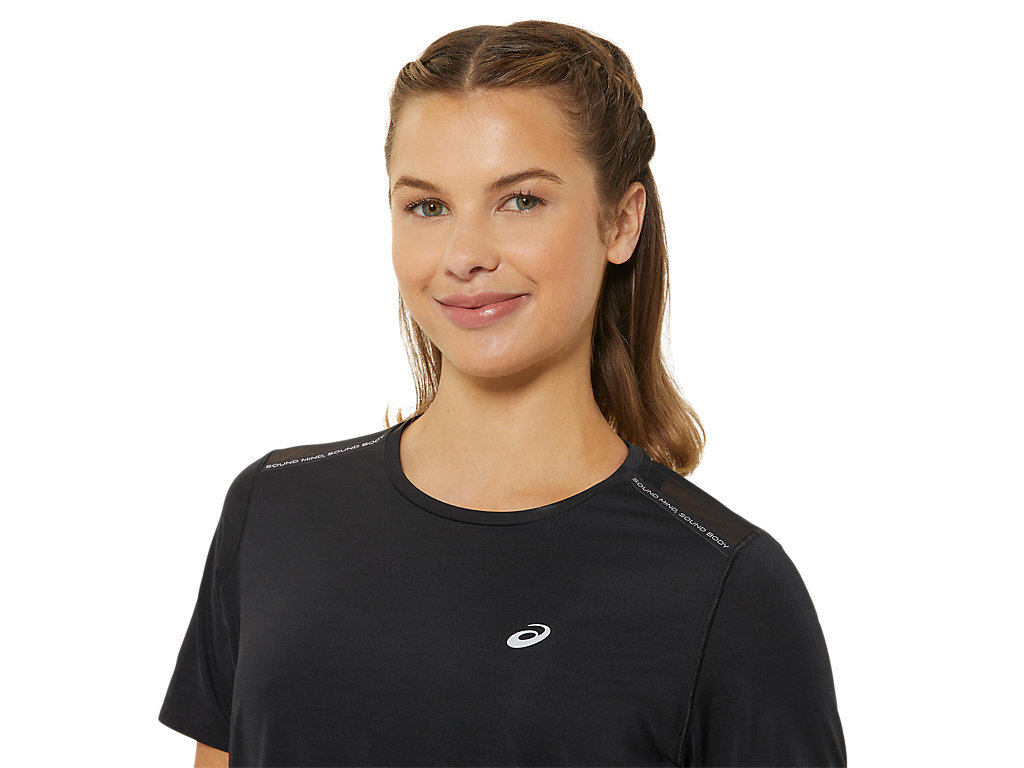 ASICS Road Hardloopshirt Korte Mouwen Zwart Dames