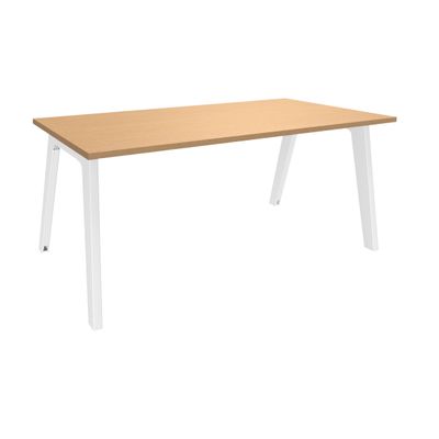 Bureau simple STEELY - L180 cm - Bureau de départ - Pieds blanc - plateau imitation Hêtre