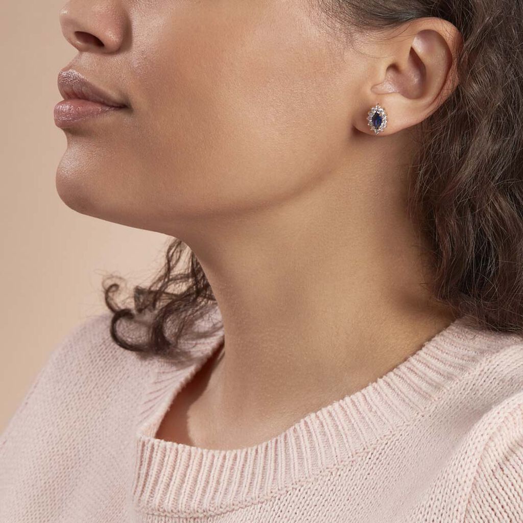 Boucles D'oreilles Puces Lisea Plaqué Or Verre Et Oxyde De Zirconium