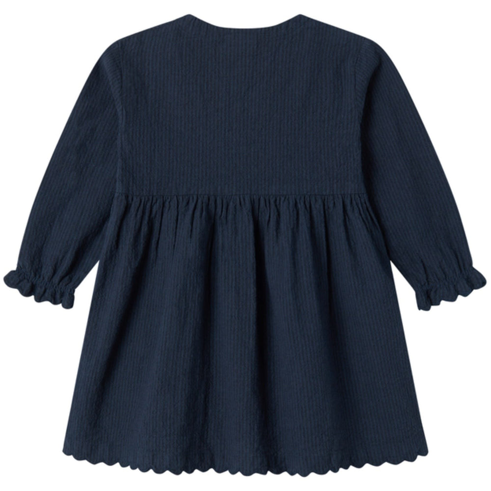 Køb MarMar Chambray Dark Blue Stripe Dagmara Scallop Kjole