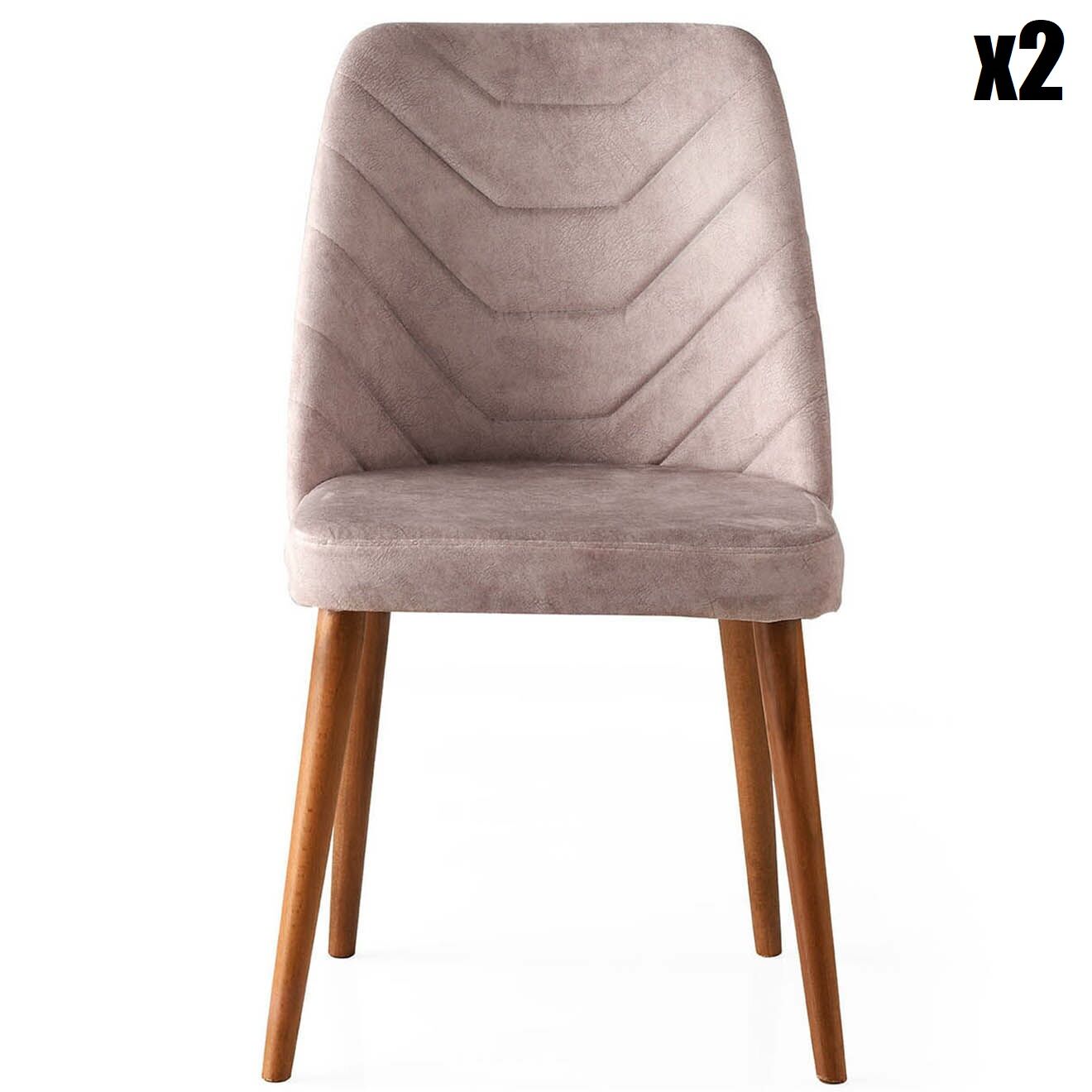 Wooden Art 2 Chaises Dallas 555 noyer/beige - 50x90x49 cm