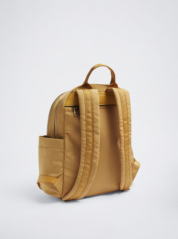 Mochila de nylon com pingente - Amarela