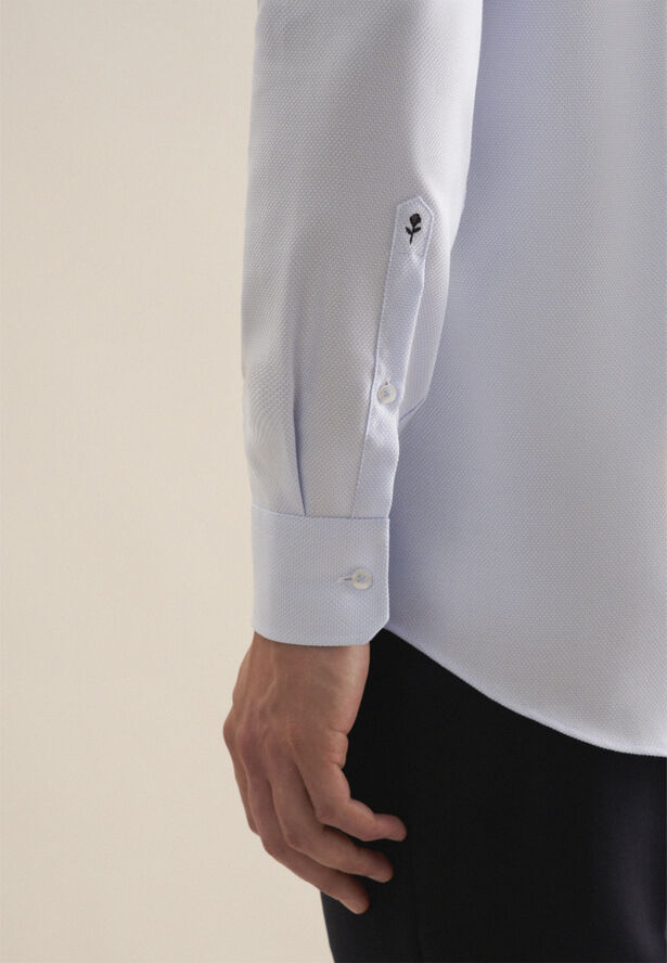 Seidensticker Business Shirt Regular Long sleeve Kent-Collar Small pattern Blue