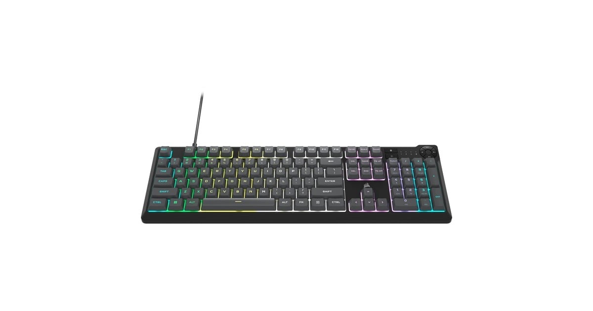 CorsairK55 CORE RGB, gaming toetsenbord  (Lichtgrijs, US lay-out, Membraan, RGB leds)