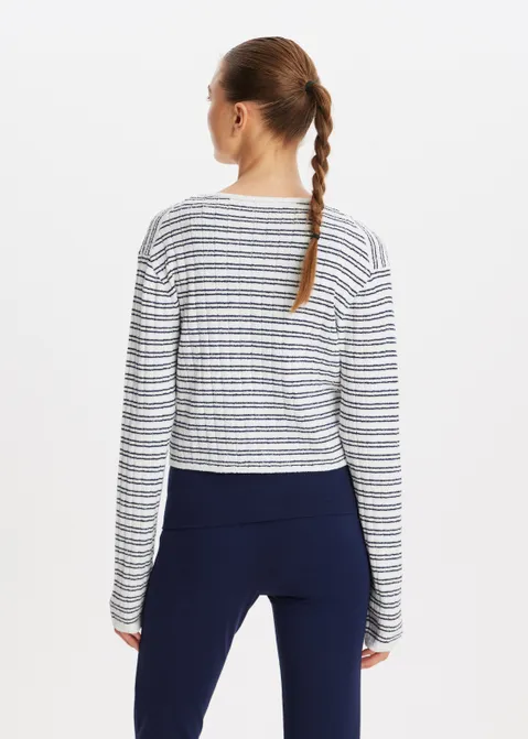Vest met lijn structuur off-white (WIT.O)