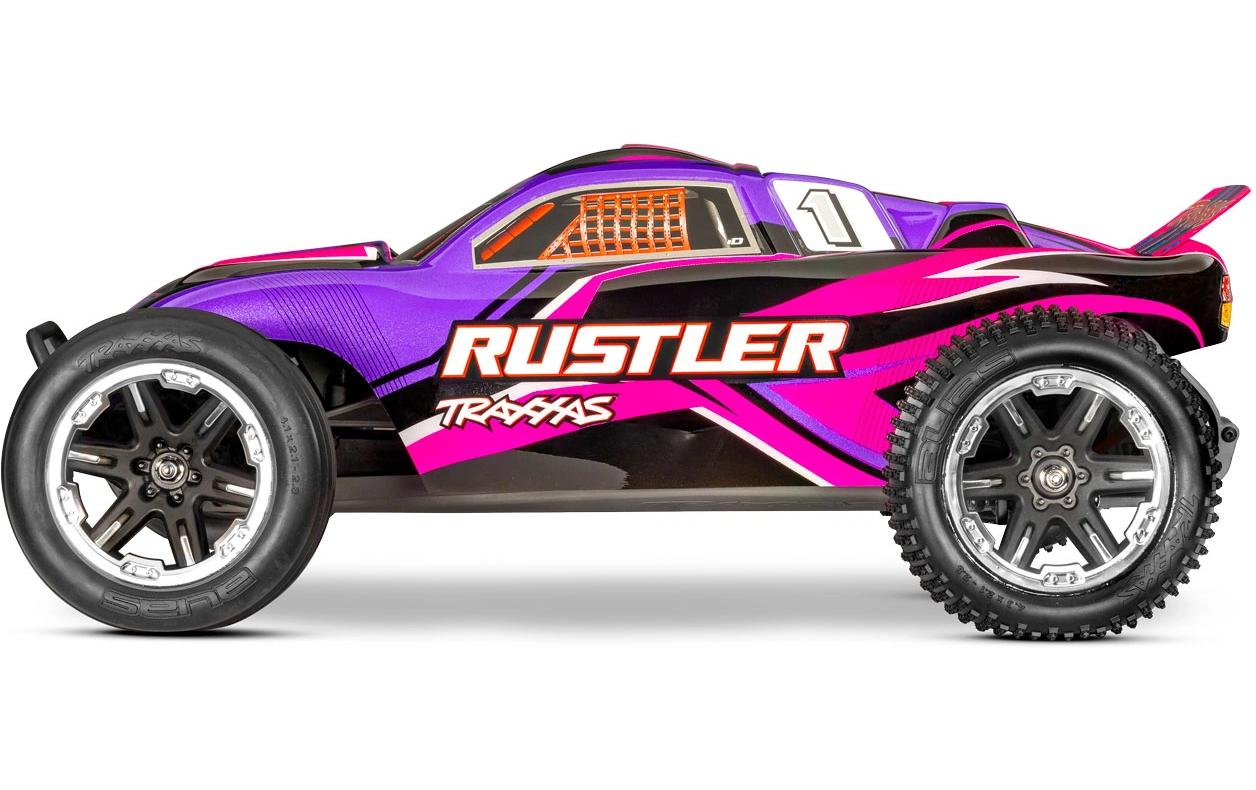 Stadium Truck Rustler HD 2WD Pink, RTR, 1:10<br>2WD-Heckantrieb Truck mit Titan 12-Turn Brushed 550 Motor