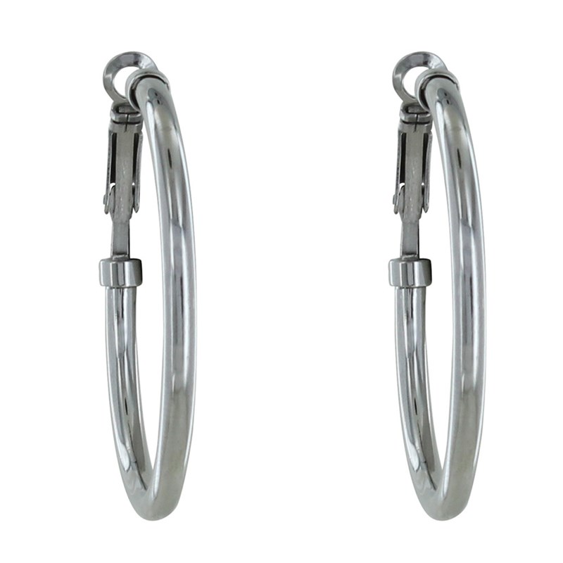 Boucles d'Oreilles Acier Créoles Rondes 6cm