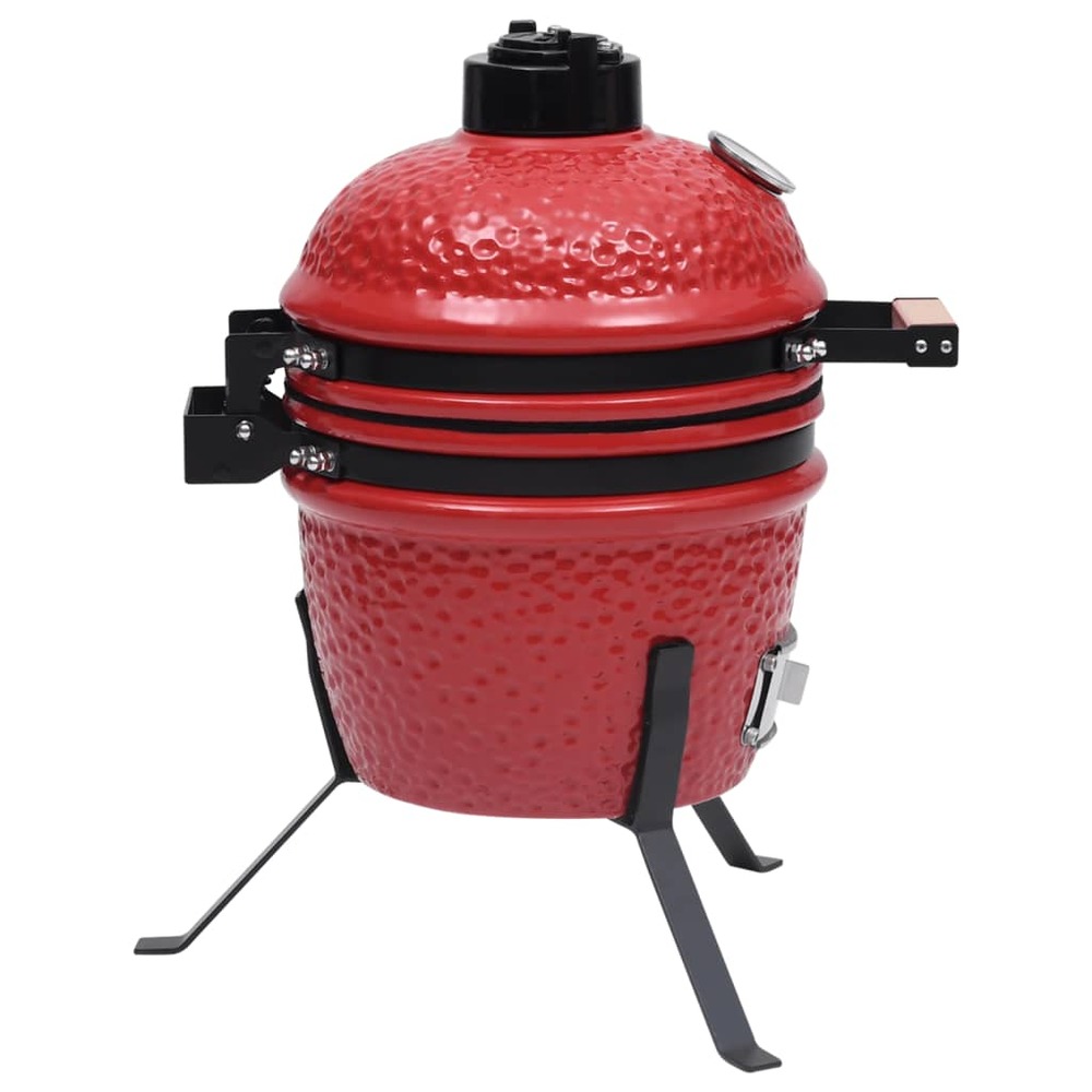 Barbecue à fumoir kamado 2-en-1 céramique 56 cm rouge