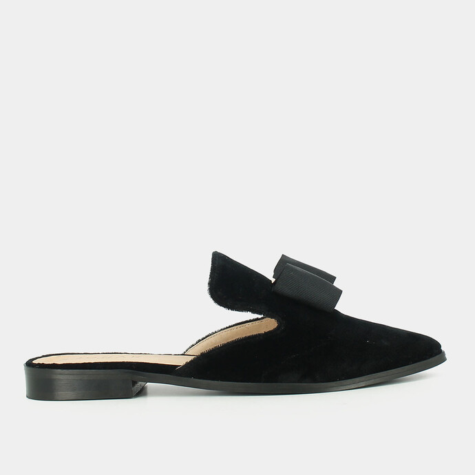 Mules à nœud  en velours textile noir