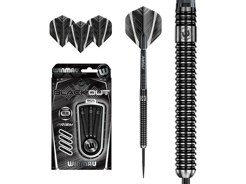 Winmau Dartpfeile Steeldart Blackout 3 Stück Dartpfeile entworfen mit Hilfe 3D-Modeling-Technologie