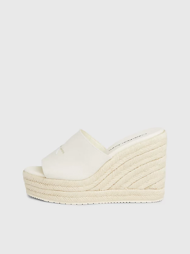Sandálias espadrille de lona com salto plataforma