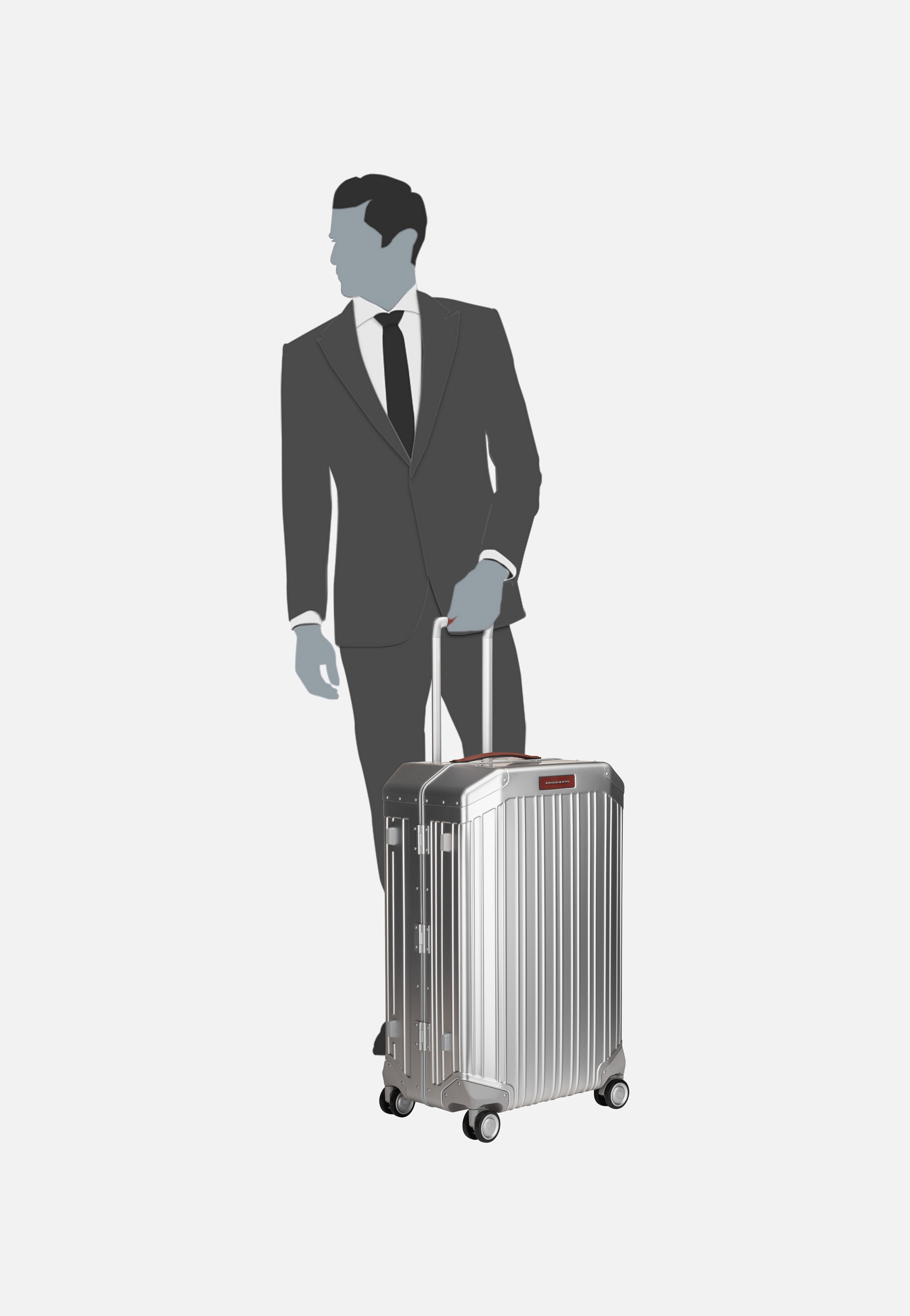 PQ Alu Medium Size Spinner Grigio-Cuoio - Koffer