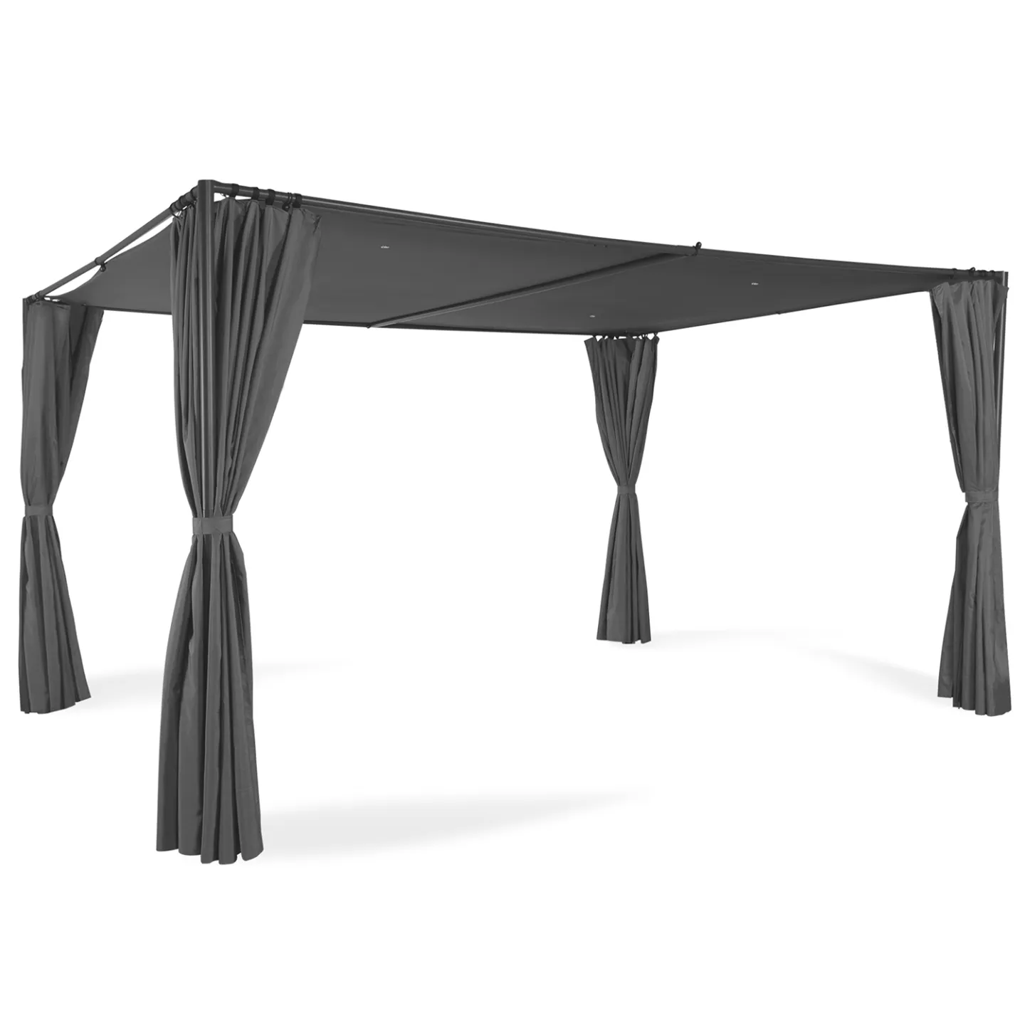 Pergola SAN JOSE 3x4 M tonnelle de jardin avec rideaux toile grise tente de réception