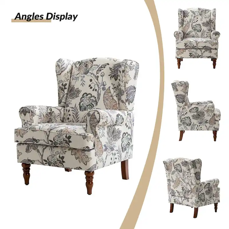 Epimethis Traditional Fabric Accent Armchair with Turned Legs Set of 2 by HULALA HOME