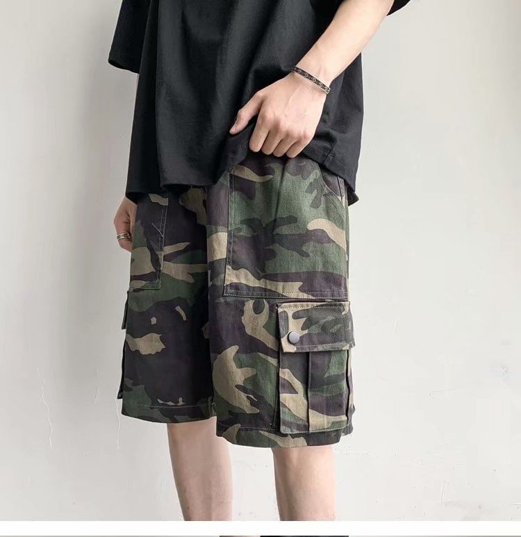 Capbrew - Camouflage Cargo Shorts met Middelhoge Taille