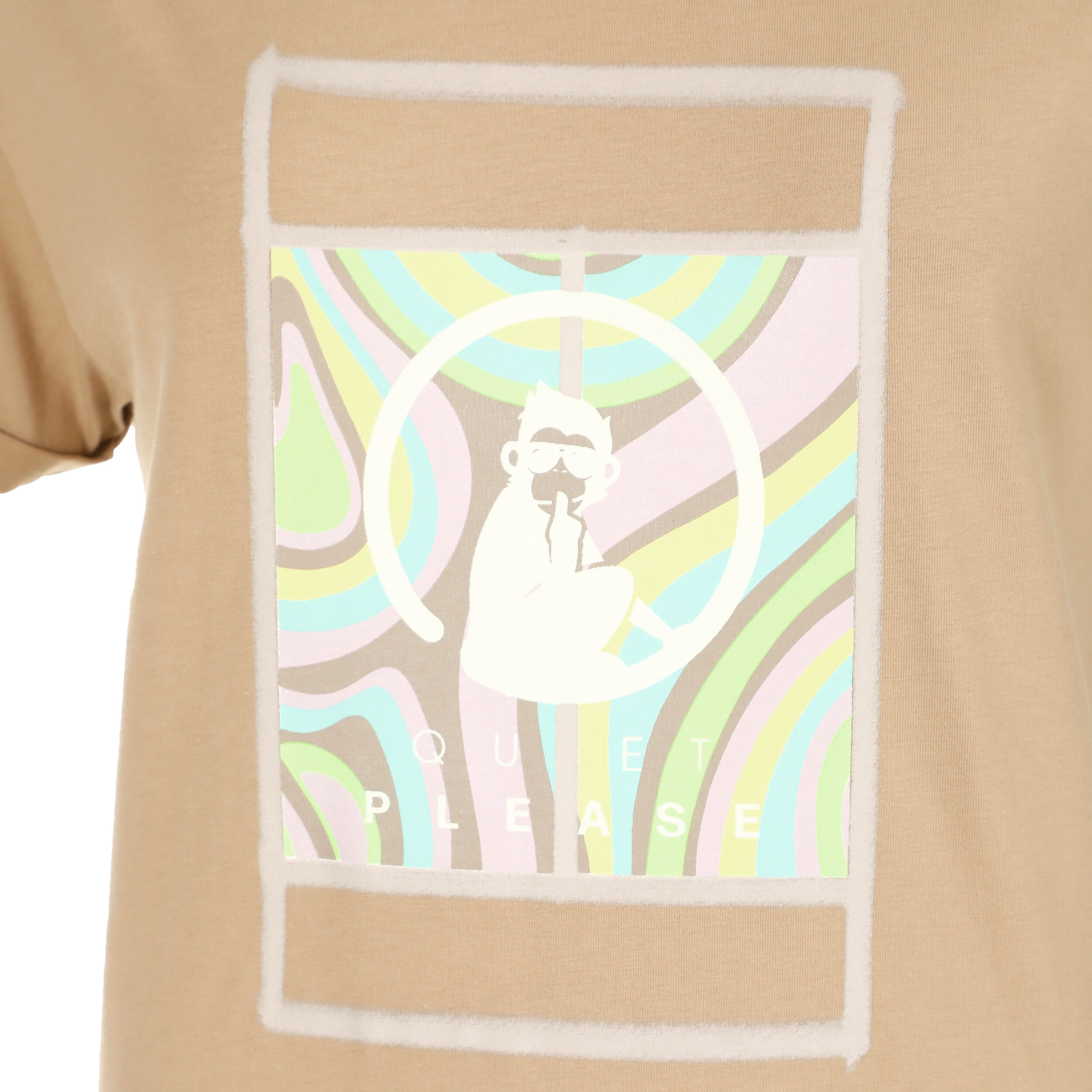 Quiet Please Wild Swirl Court T-shirt Femmes - Beige , Multicouleur