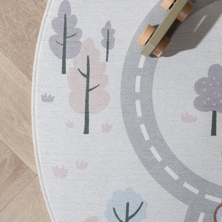 Rond speelkleed auto - Rocky Ride Wit | Wasbaar