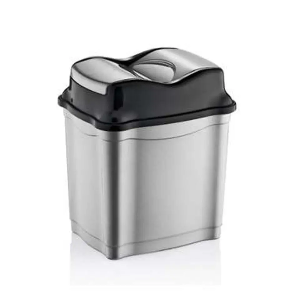Prullenbak - zilver met zwart - 50 l
